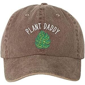 Unisex Chocolate 100%Cotton Plant Daddy Embroidered Adjustable Size Baseball Cap
